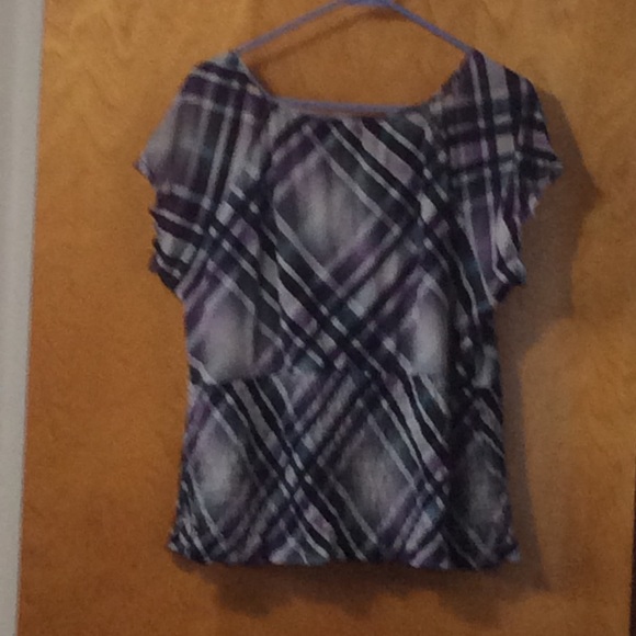 COPY - COPY - Unique Plaid Cap Sleeved Worthington Top - Picture 4 of 7